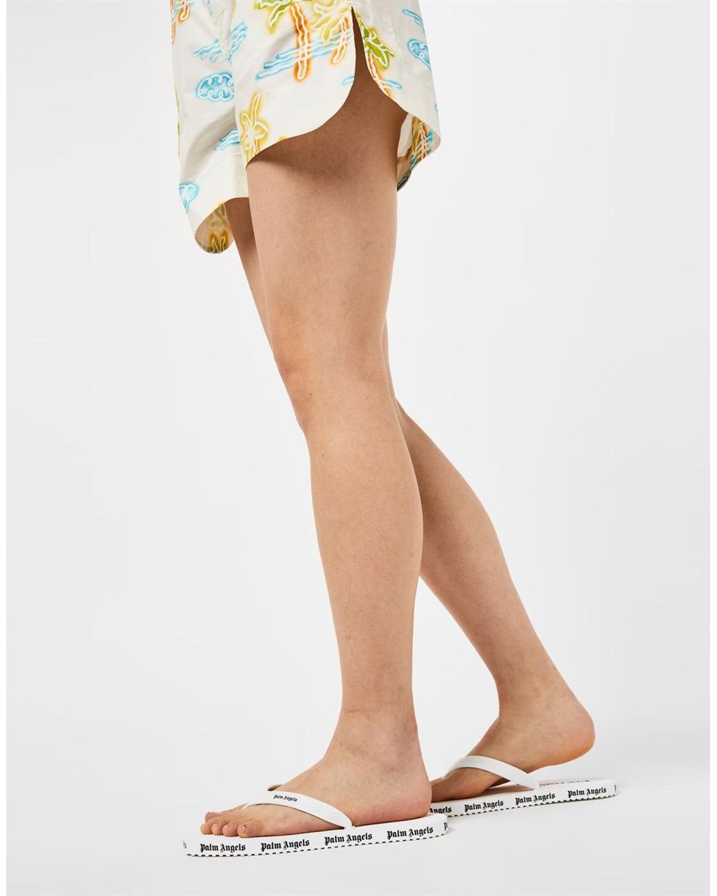 Palm Angels White Logo Flip Flops Sandals Shoes