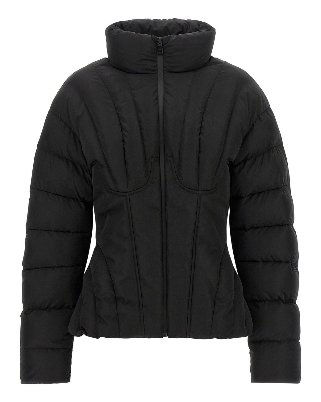 Elisabetta Franchi Black Bustier Quilted Down Jacket