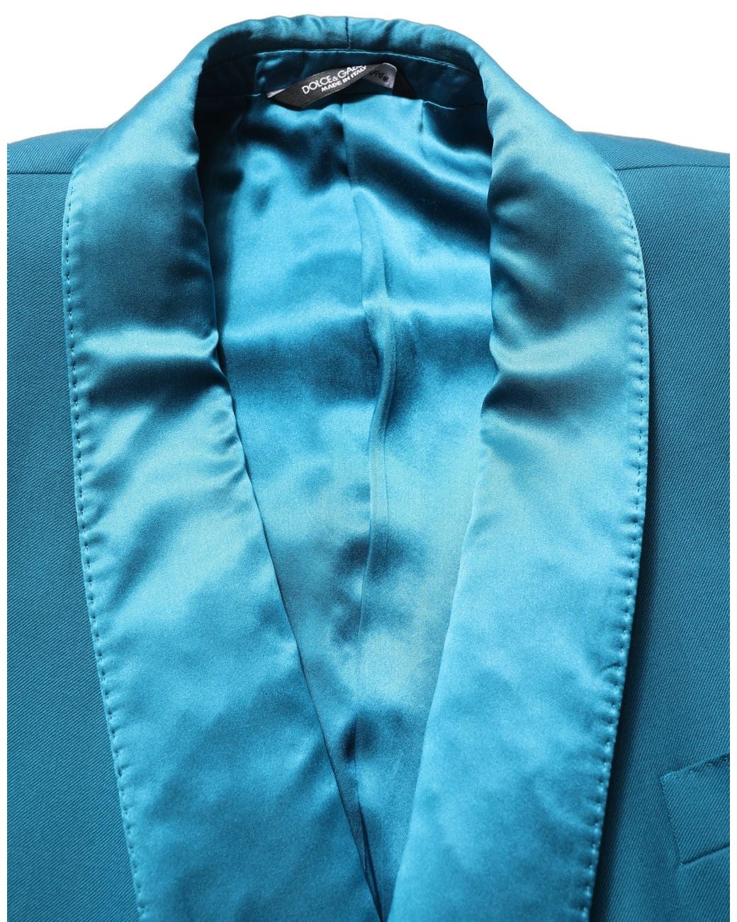 Dolce & Gabbana Blue Wool Double Breasted Formal Coat Blazer Silk Polyester Elastane Clothing for men