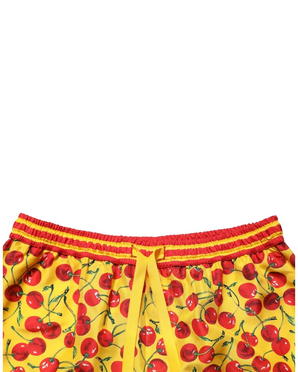 Dolce & Gabbana Orange Cherry Print Silk Bermuda Shorts for men