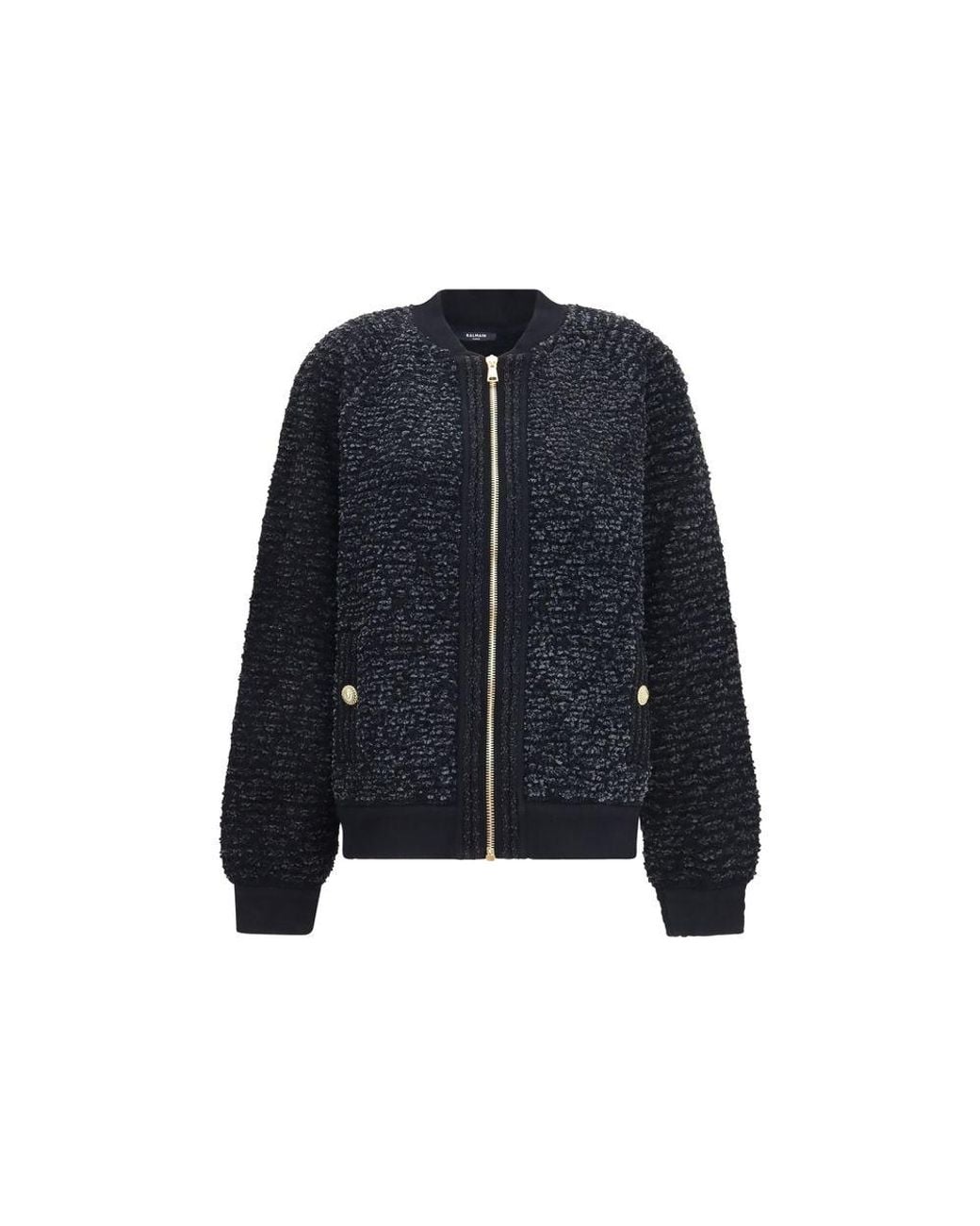 Balmain Blue Black Viscose Bomber