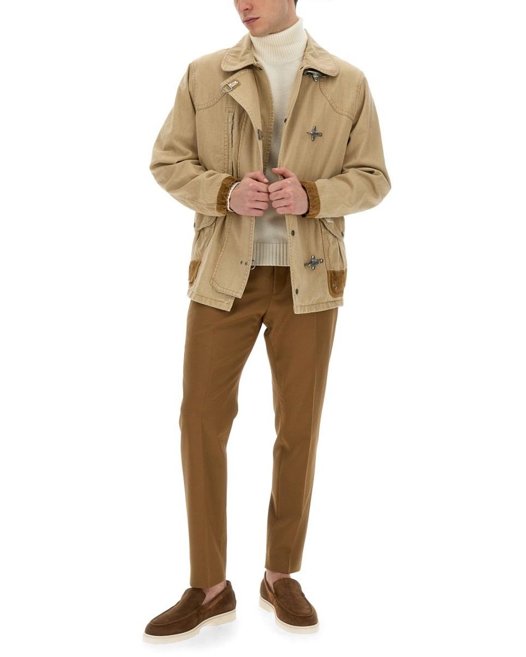 Fay Natural Fay 4-Hook Cotton Jacket for men
