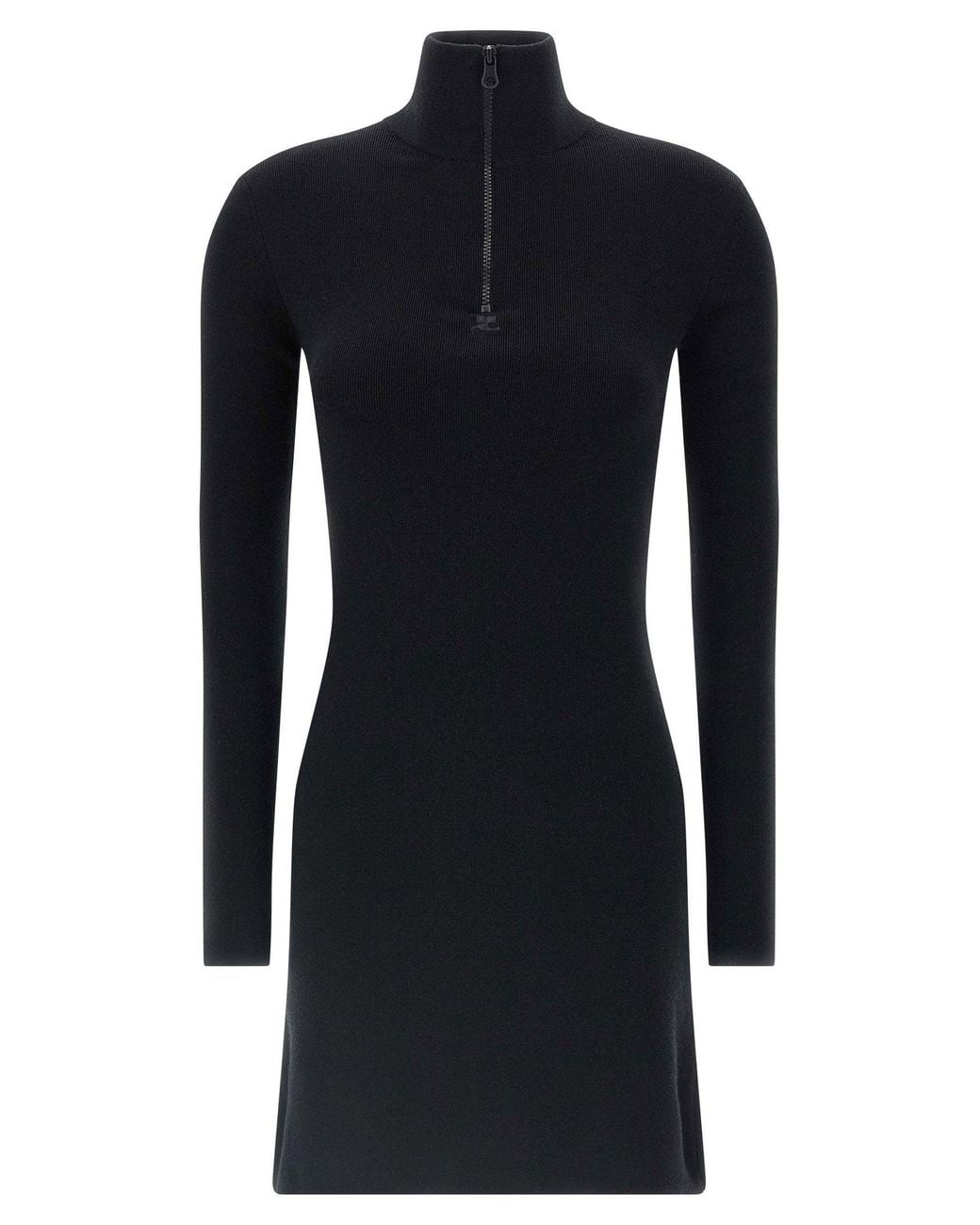 Courreges Blue Wool Knit Polo Dress