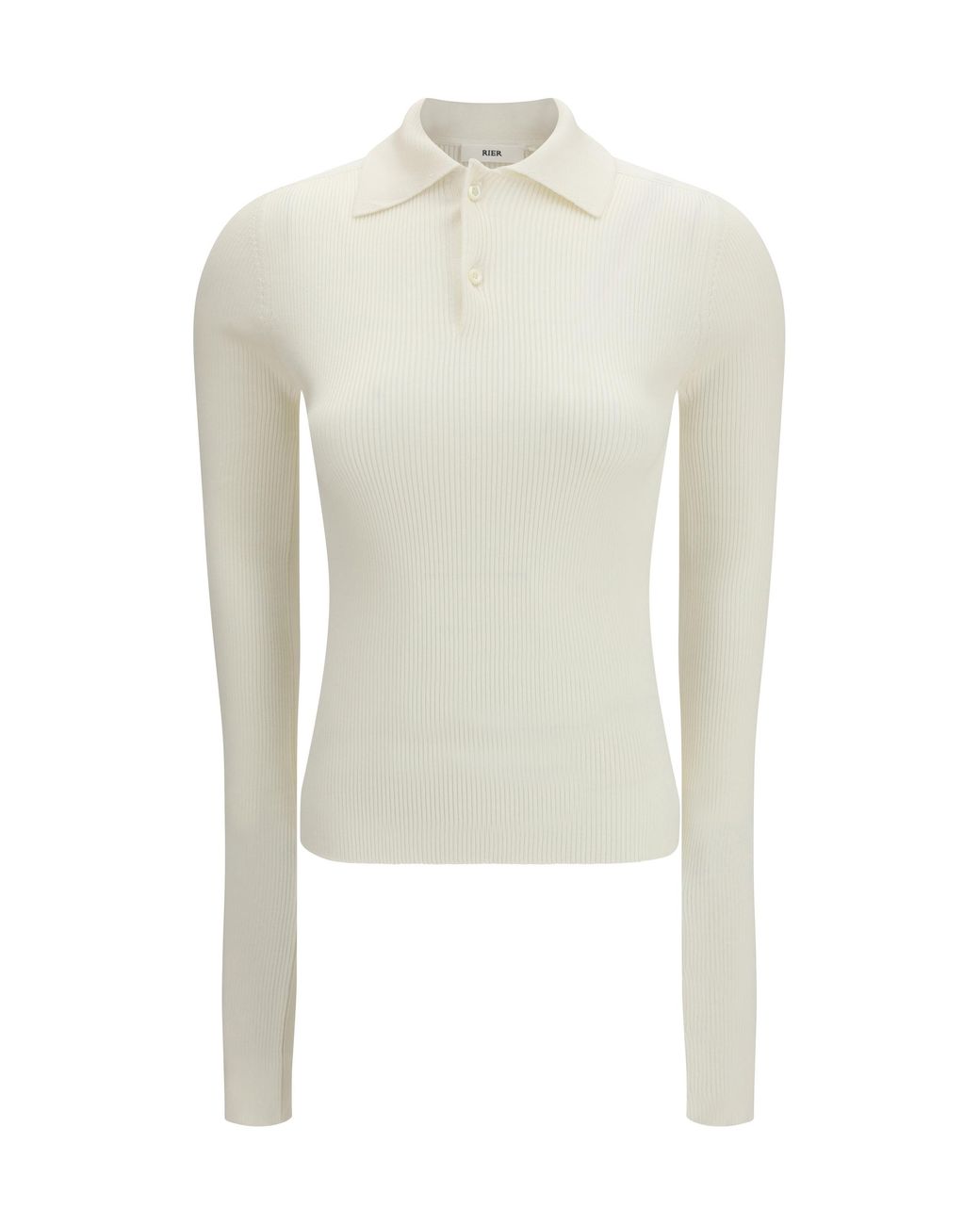 Rier White Long-Sleeve Silk Polo Shirts