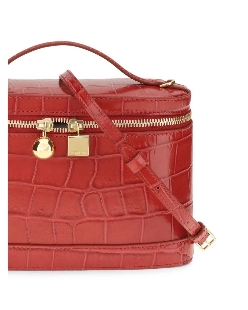 Jacquemus Red Croc-Effect Leather Top Handle Bag