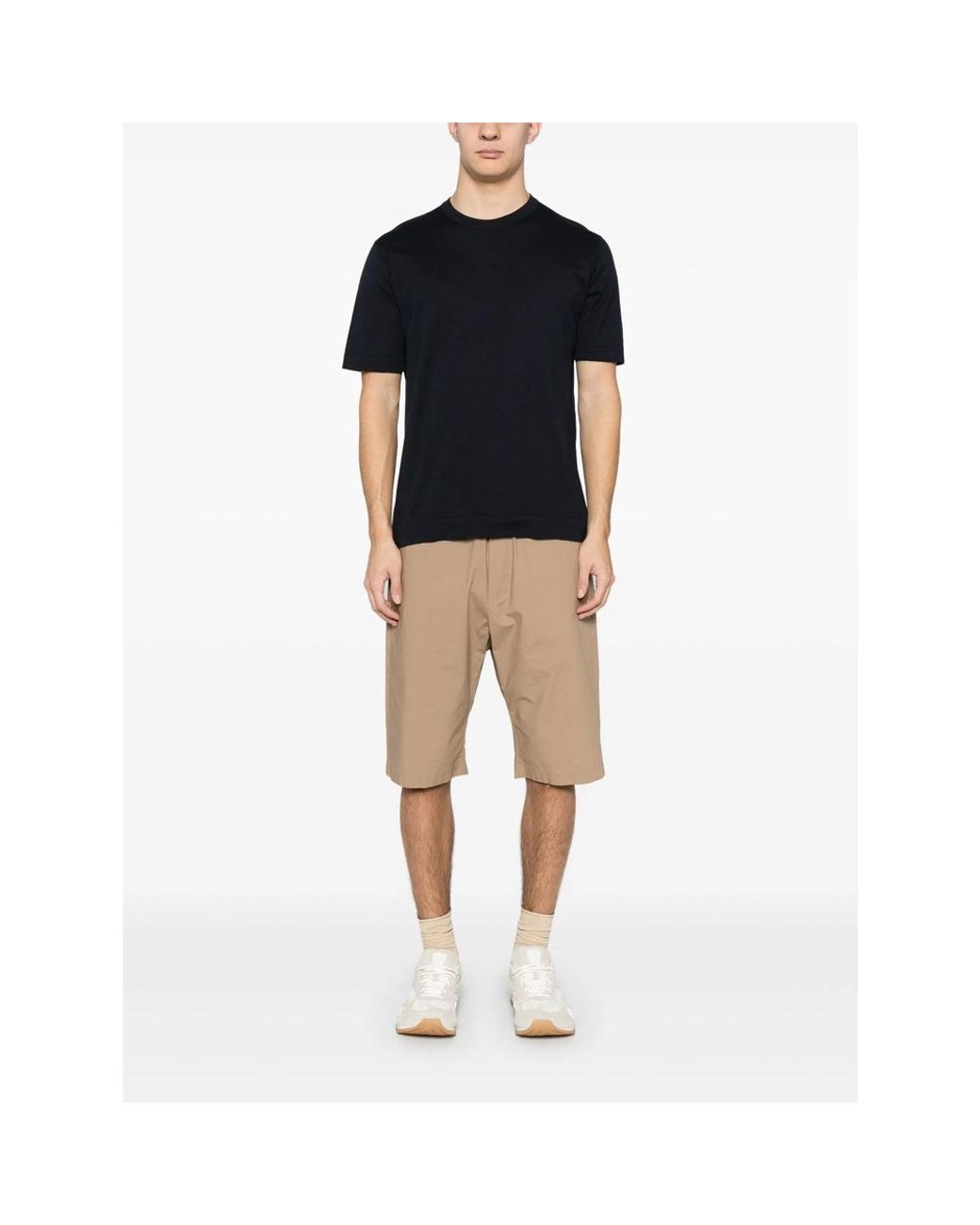 John Smedley Black Lorca Fine-Knit T-Shirt for men