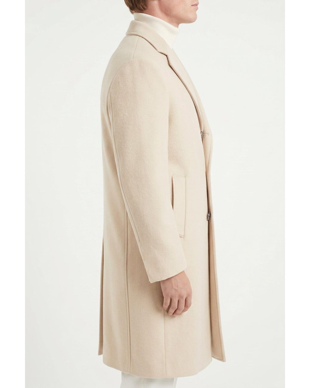Brunello Cucinelli Natural Light Wool Overcoat for men