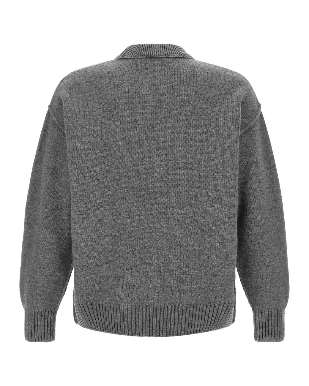 AMI Gray Wool Cardigan Clothing for men