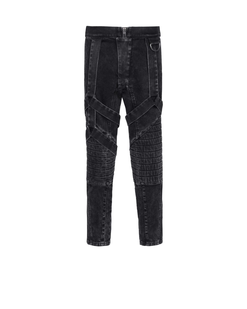 Balmain Blue Acid Wash Denim Pants With Straps for men