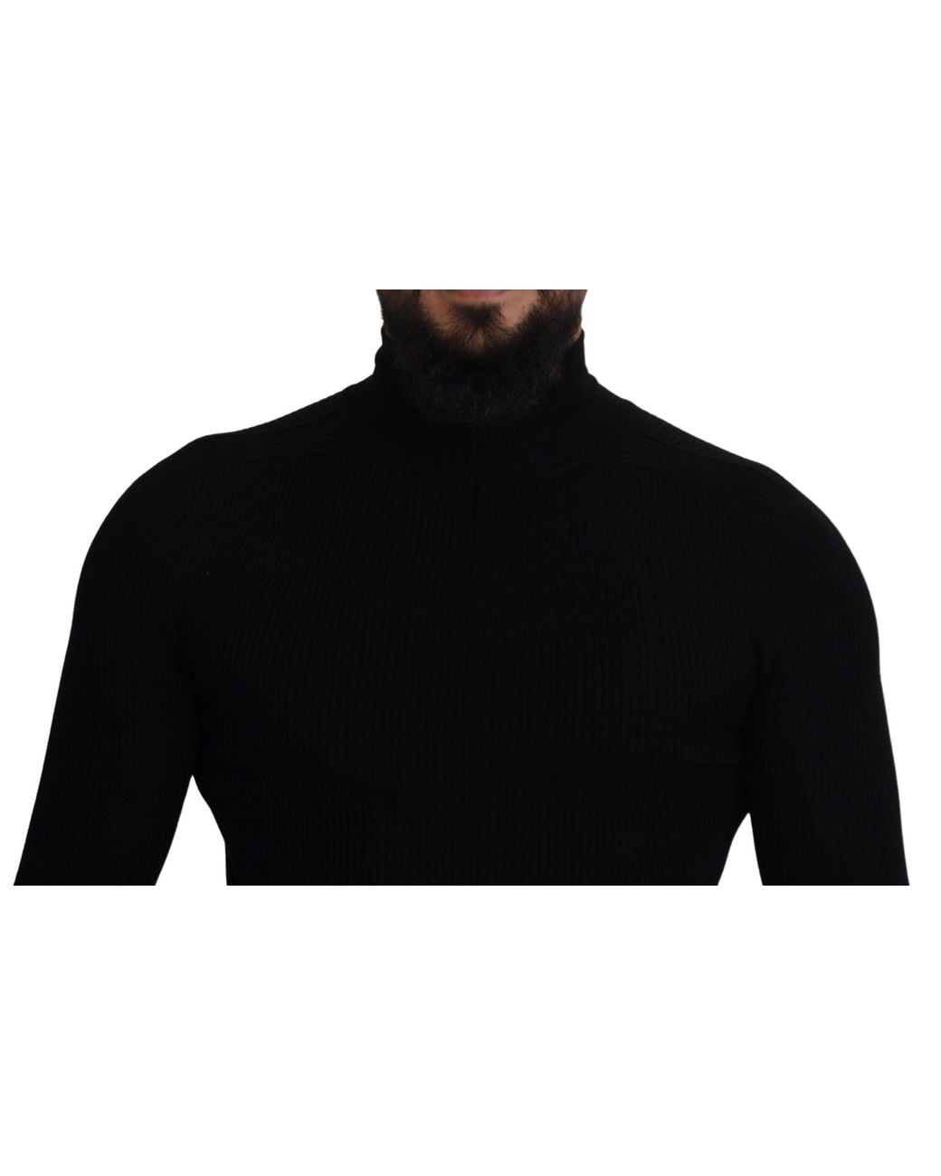 Dolce & Gabbana Black Half Zip Turtleneck Pullover Sweater Wool Clothing for men