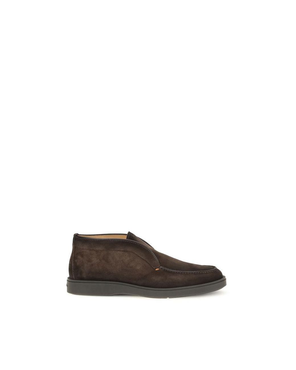 Santoni Brown Calf Leather Bos Taurus Ankle Boots for men