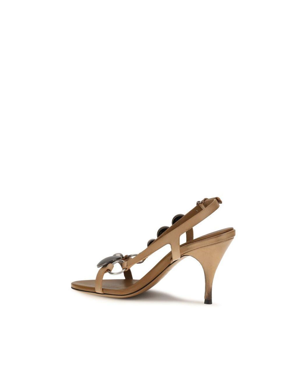 Miu Miu Metallic Brown Calf Leather Bos Taurus Stiletto Heel Sandals