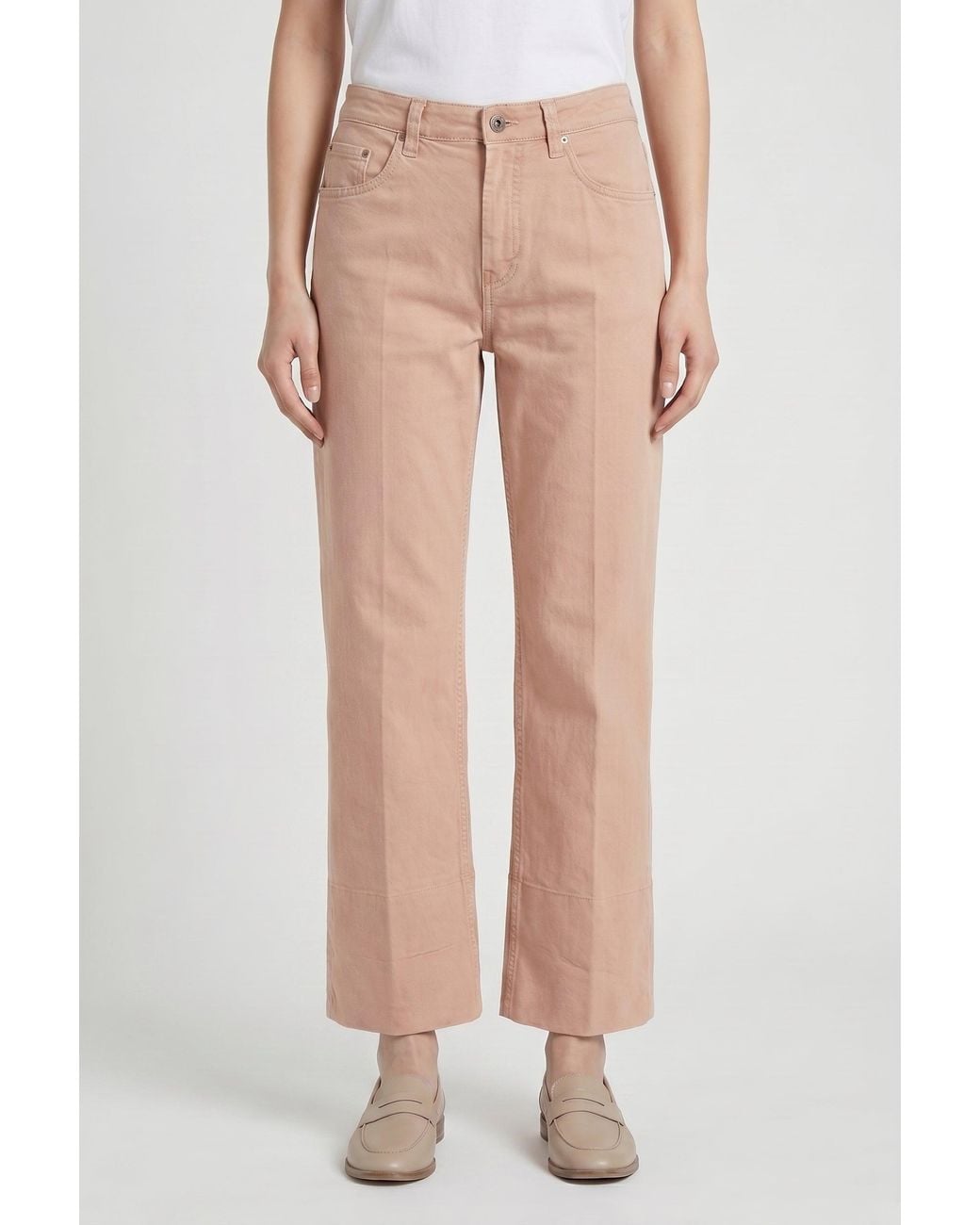 Brunello Cucinelli Natural Papaya Cotton Straight Leg Trousers