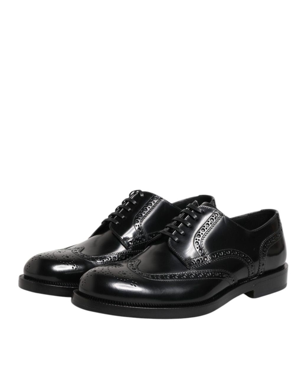 Dolce & Gabbana Black Brogue Leather Oxford Shoes for men