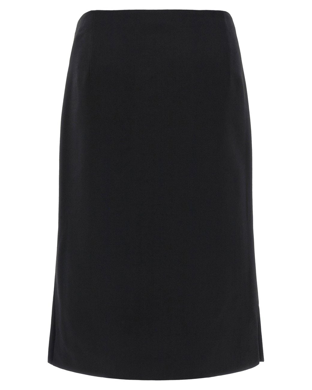 Fendi Black Wool-Silk Blend Pencil Skirt