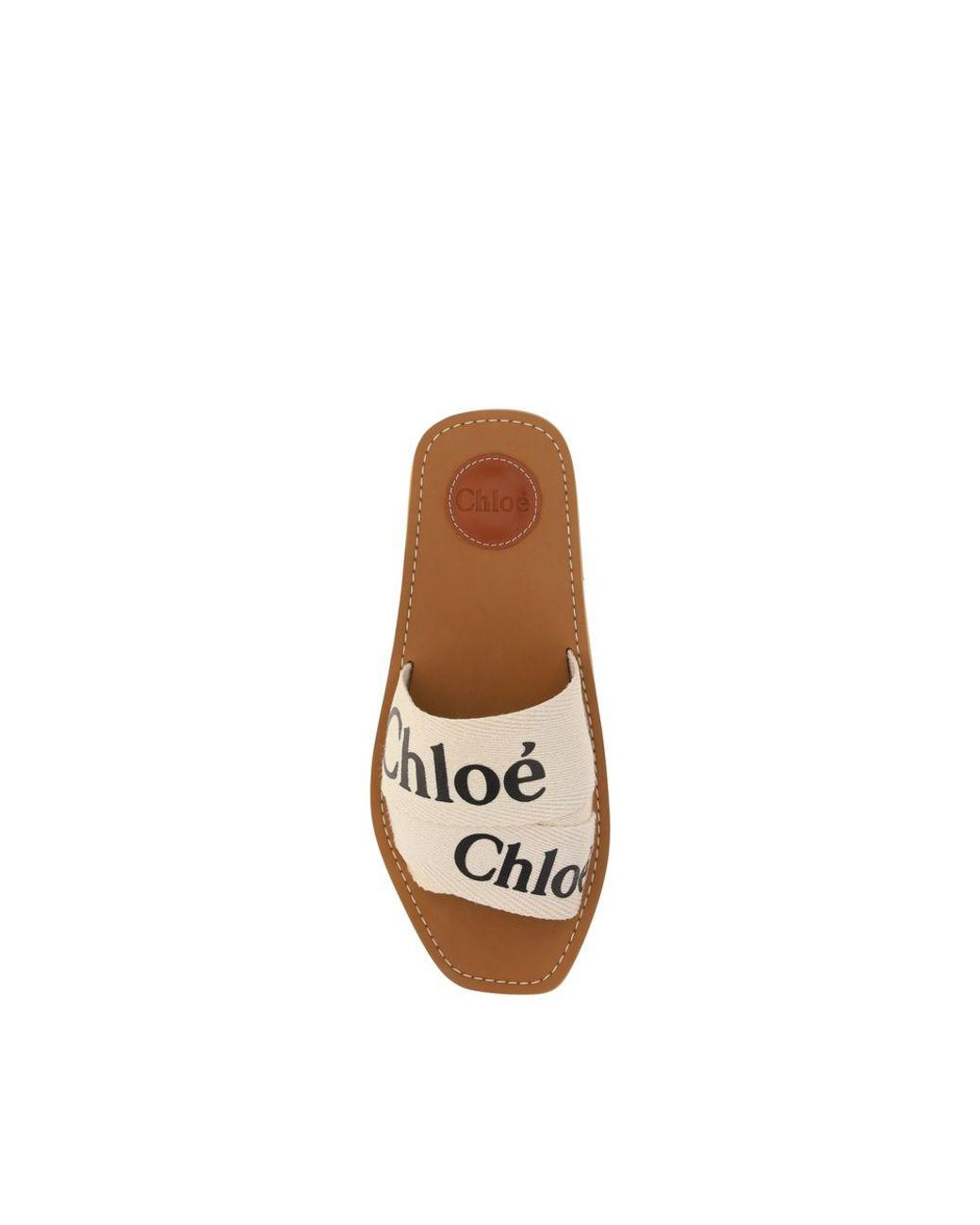 Chloé Natural White Cotton Flat Sandals
