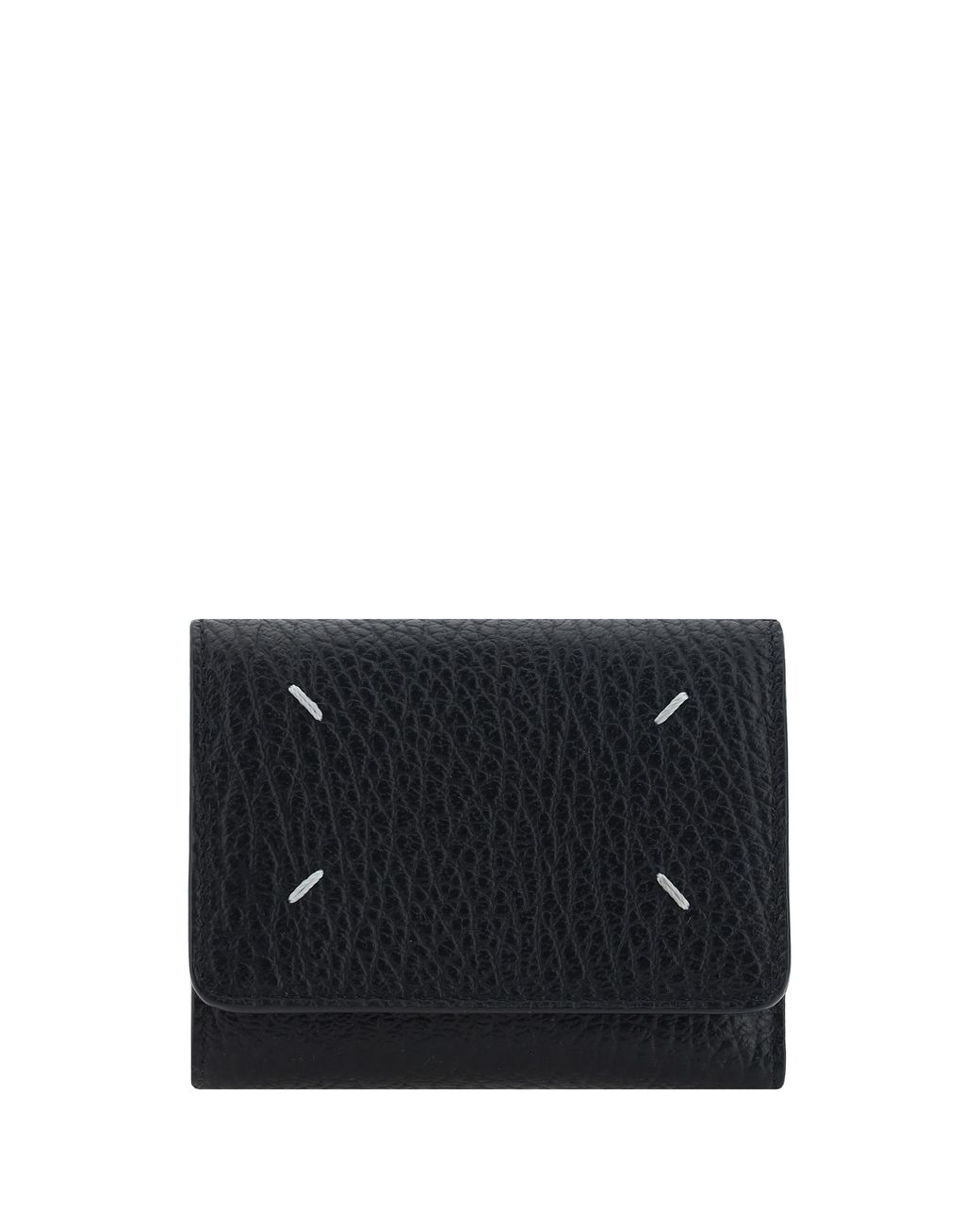 Maison Margiela Black Grained Leather Wallet Calf Bos Taurus