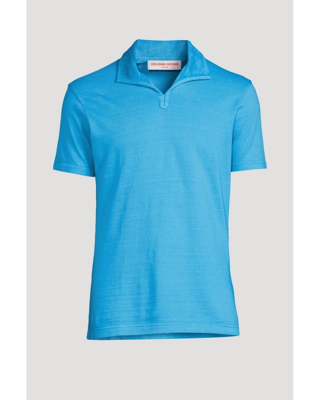 Orlebar Brown Blue Albert Garment Dyed Towelling Trim Polo Shirt for men