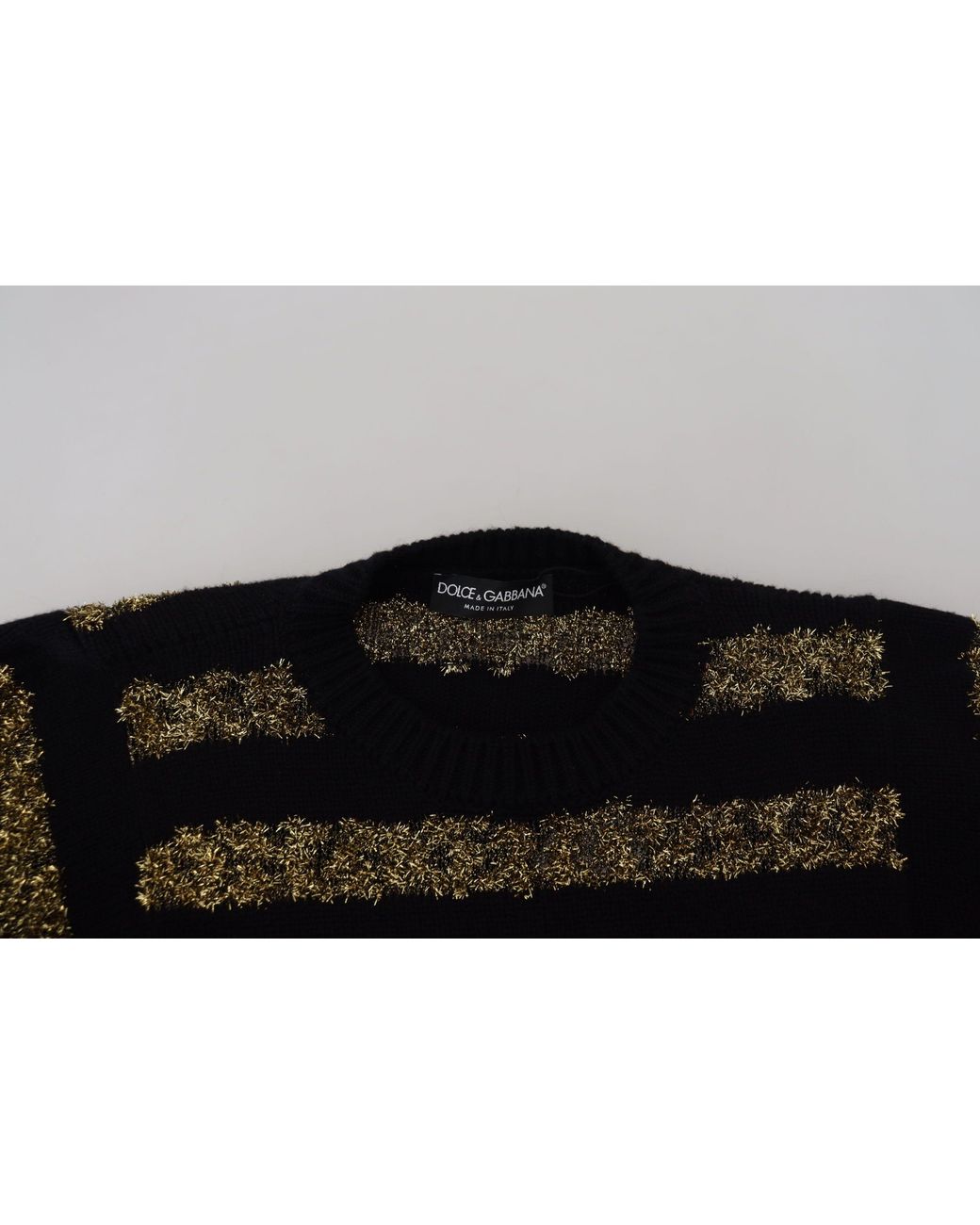 Dolce & Gabbana Black Metallic Stripe Knit Pullover