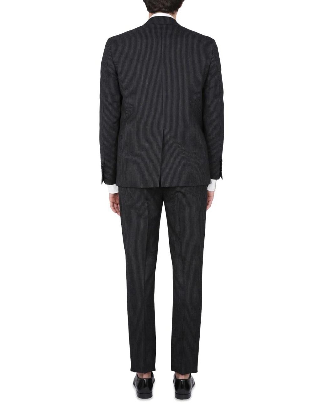 Lardini Black Lardini Wool Peaked Lapel Pant Suit for men