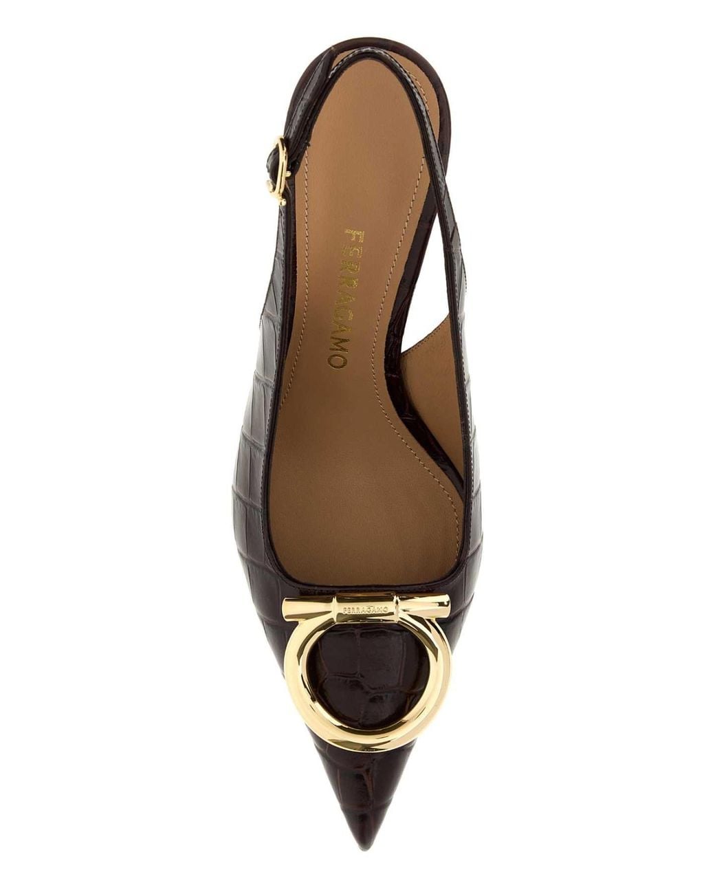 Ferragamo Brown Salvatore Dark Leather Sara Pumps