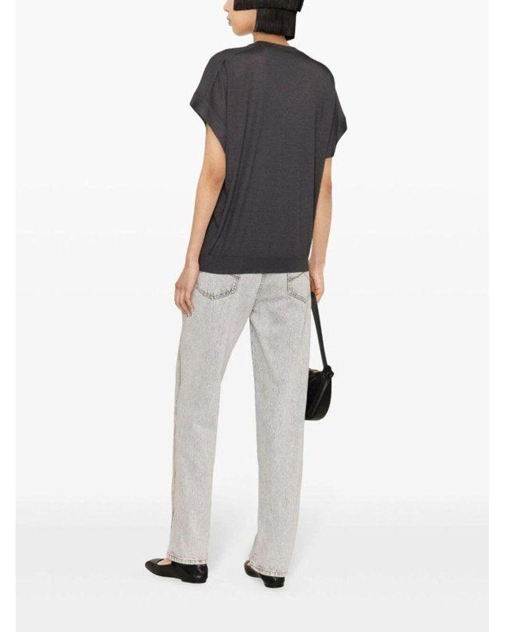 Brunello Cucinelli Black Charcoal Wool Silk Shirt