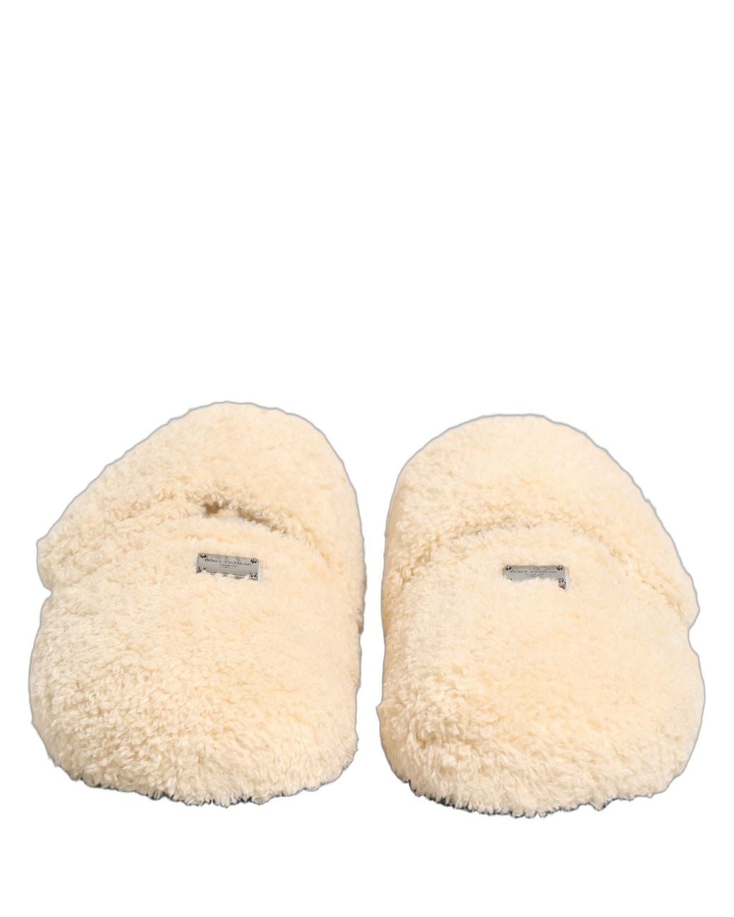 Dolce & Gabbana Natural Faux Fur Flats Slides Sandals Shoes for men
