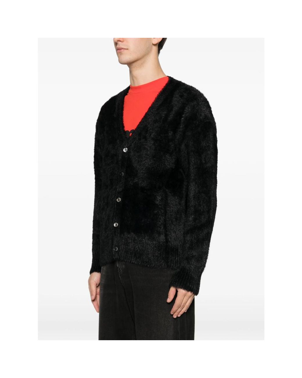 BOILER ROOM Black Hairy Cardigan for men