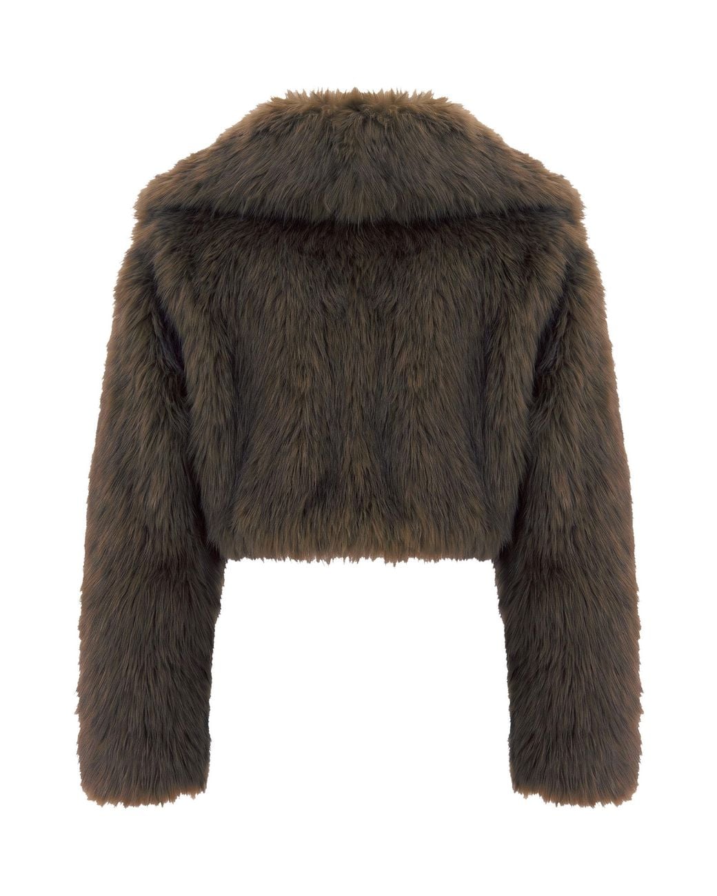 Patrizia Pepe Green Short Faux Fur Jacket Polyester
