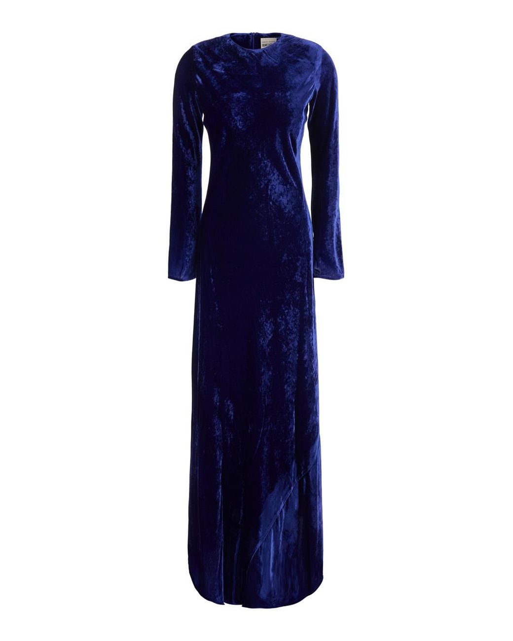 Semicouture Blue Long Velvet Dress
