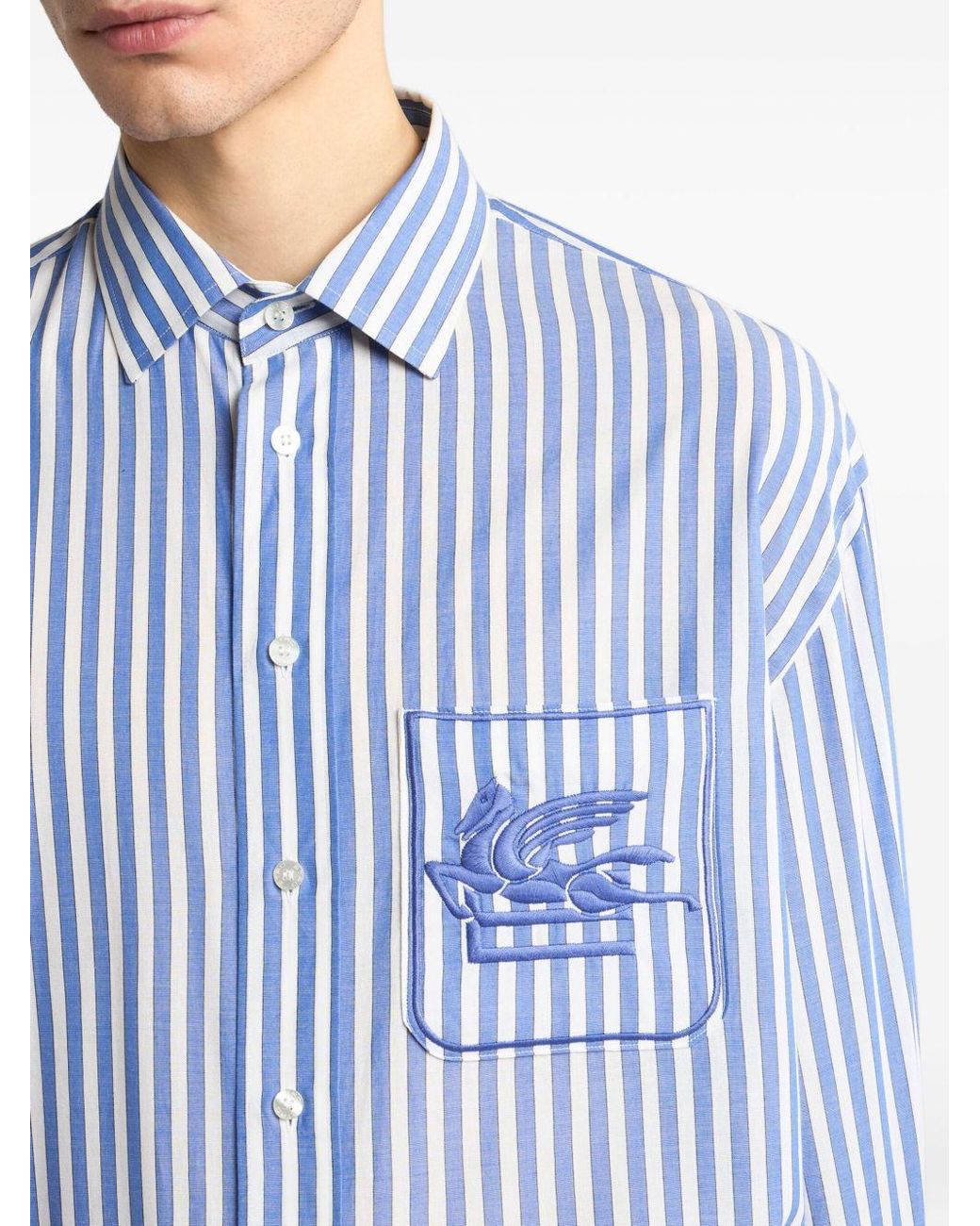 Etro Blue Button-Down Shirt Cotton for men
