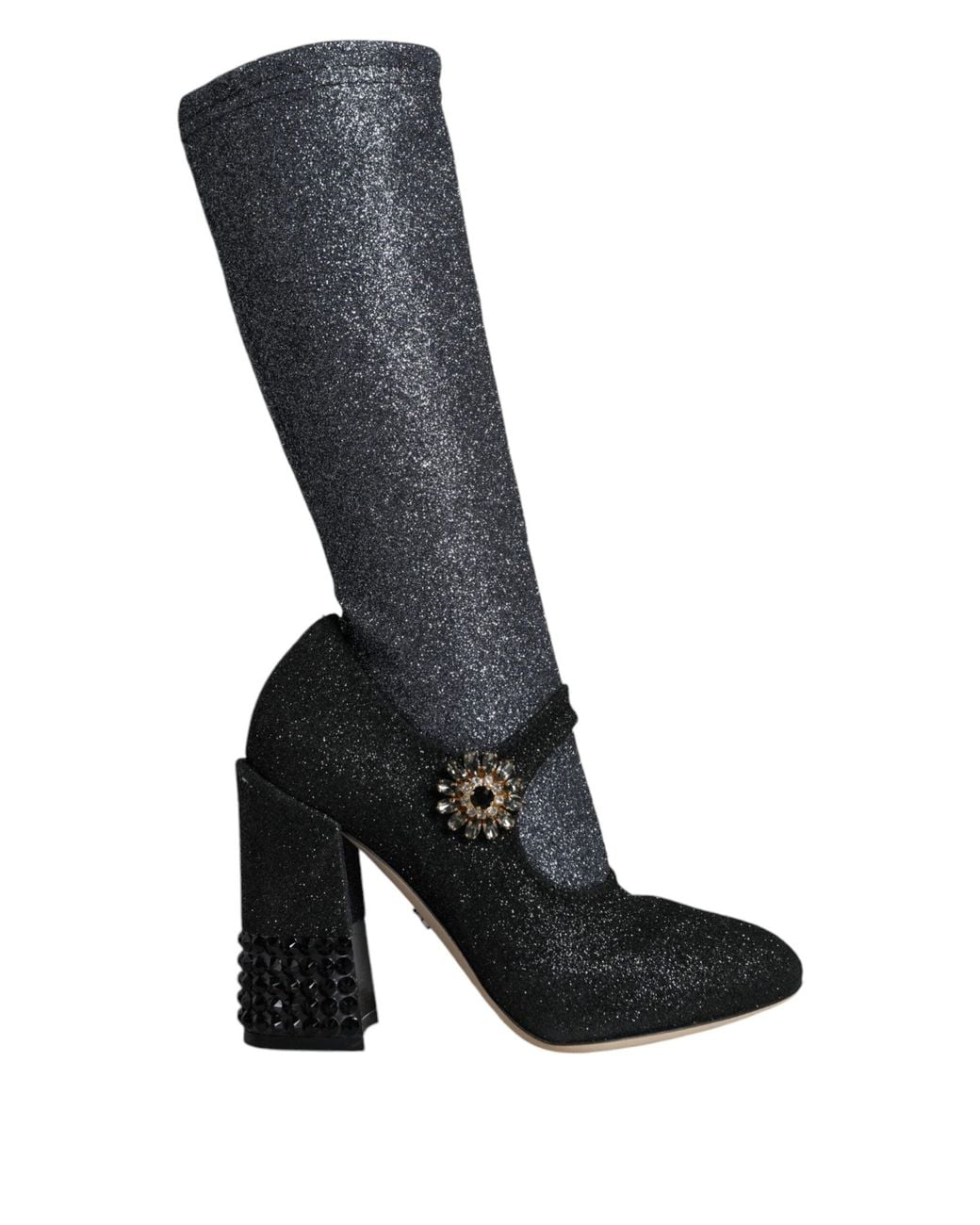 Dolce & Gabbana Blue Dolce & Gabbana Crystal-Embellished Nylon Boot