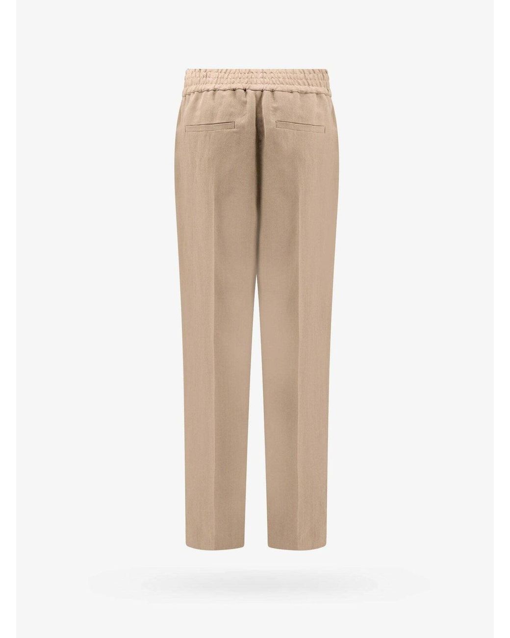 Brunello Cucinelli Natural Relaxed Linen Trousers