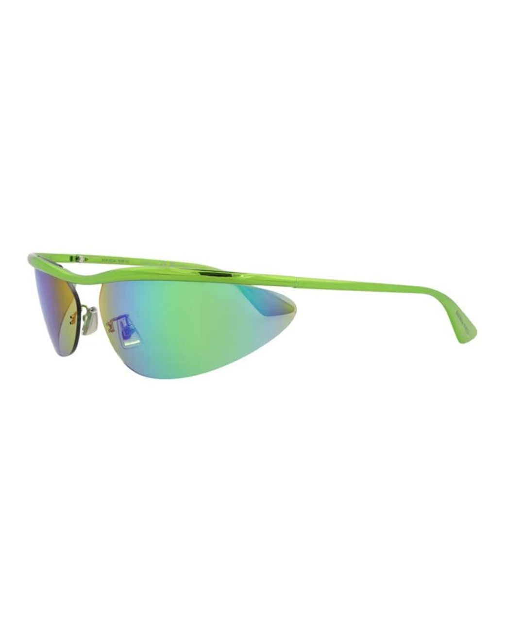 Bottega Veneta Green Sunglasses Shield Semi Rim, Frame And Mirror Lens Bv1174S003