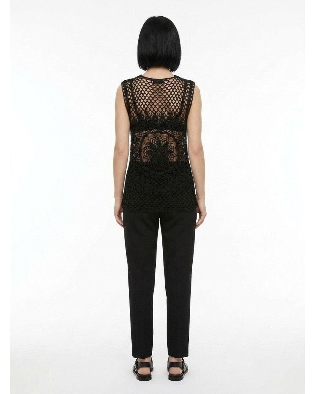 Dolce & Gabbana Black Dolce & Gabbana Lace-Panel Cotton Tank Top
