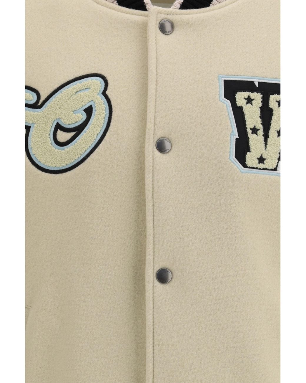 Off-White c/o Virgil Abloh Gray Jacket Varsity Star Logo Wool for men