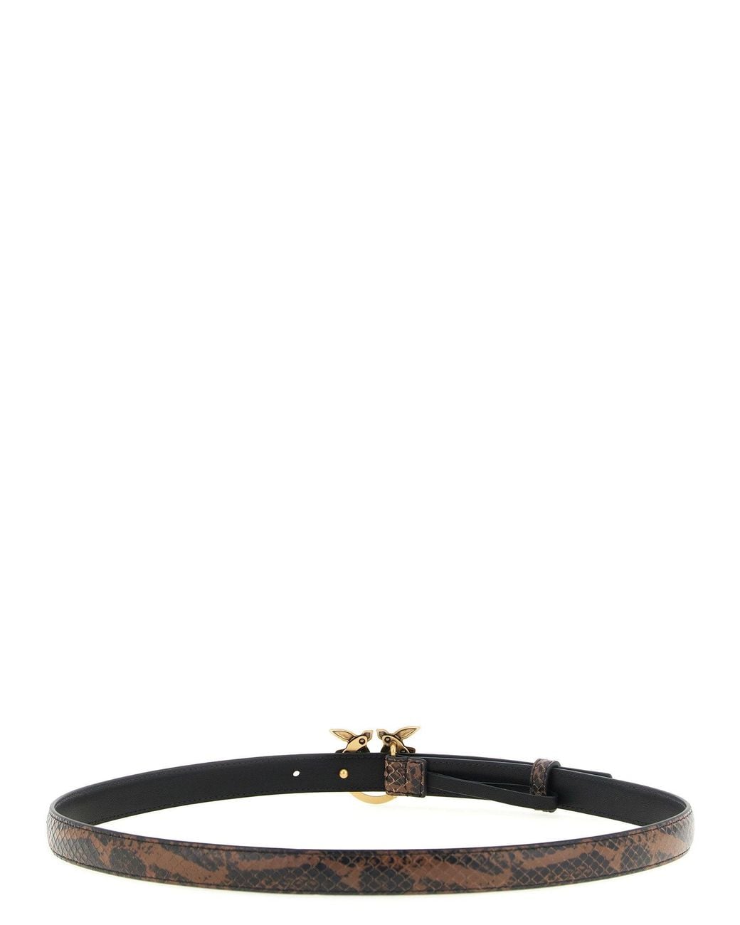 Pinko White Python Print Leather Belt