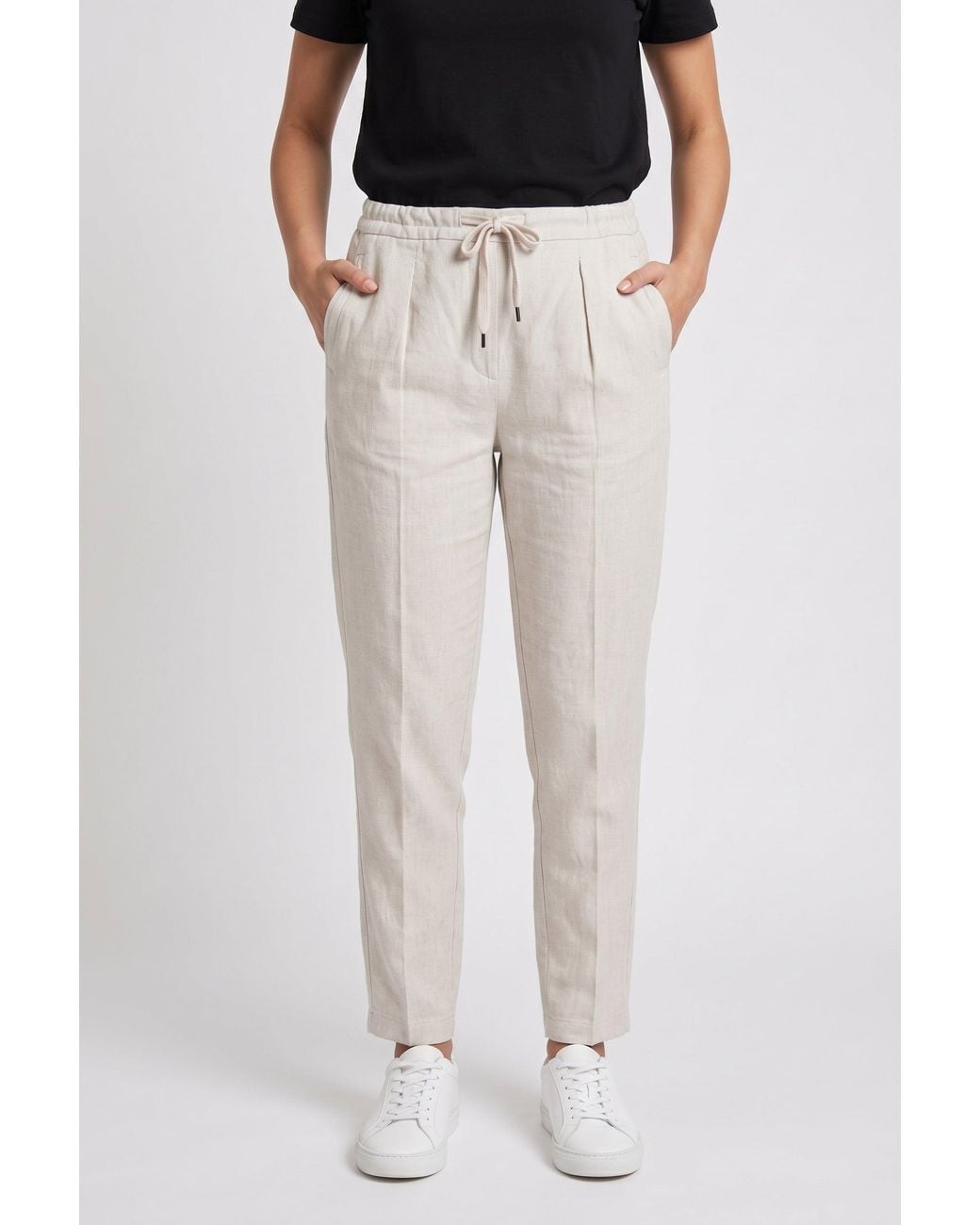 Brunello Cucinelli Black Light Linen Blend Trousers