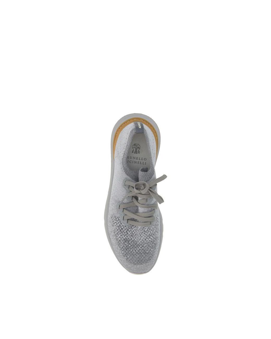 Brunello Cucinelli Gray Cotton Athletic Sneakers for men