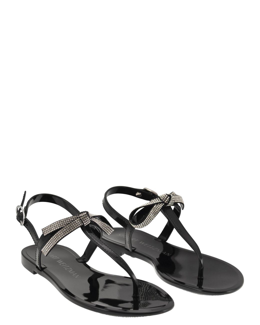 Stuart Weitzman Bow Jelly - Thong Sandal With Bow And Rhinestones in Black  | Lyst
