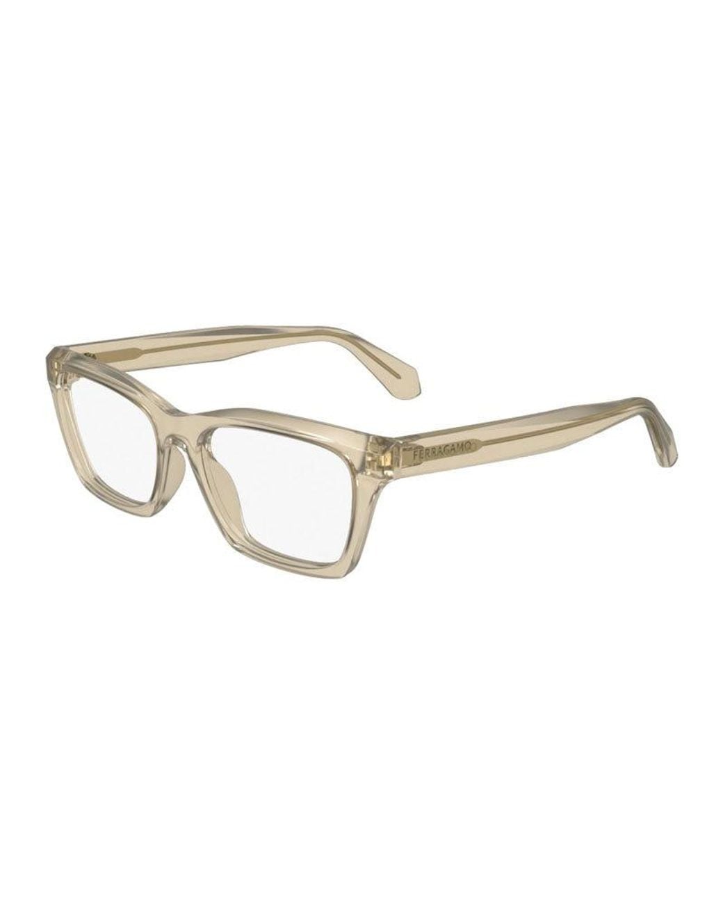 Ferragamo Metallic Eyeglasses Square Full Rim, Transparent Frame And Clear Demo Lens Lens Sf2986232