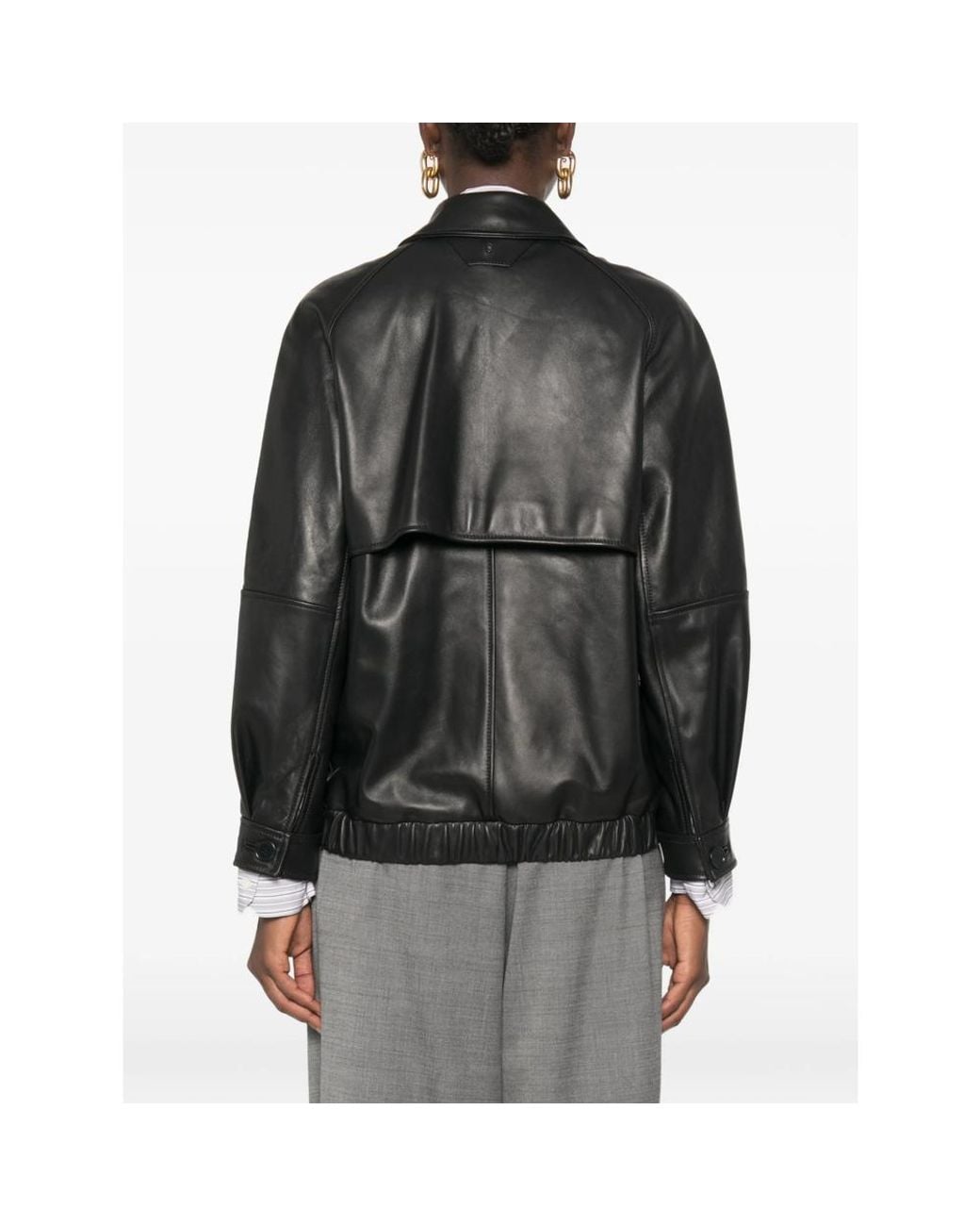 Salvatore Santoro Black Leather Jacket Lining: Acetate