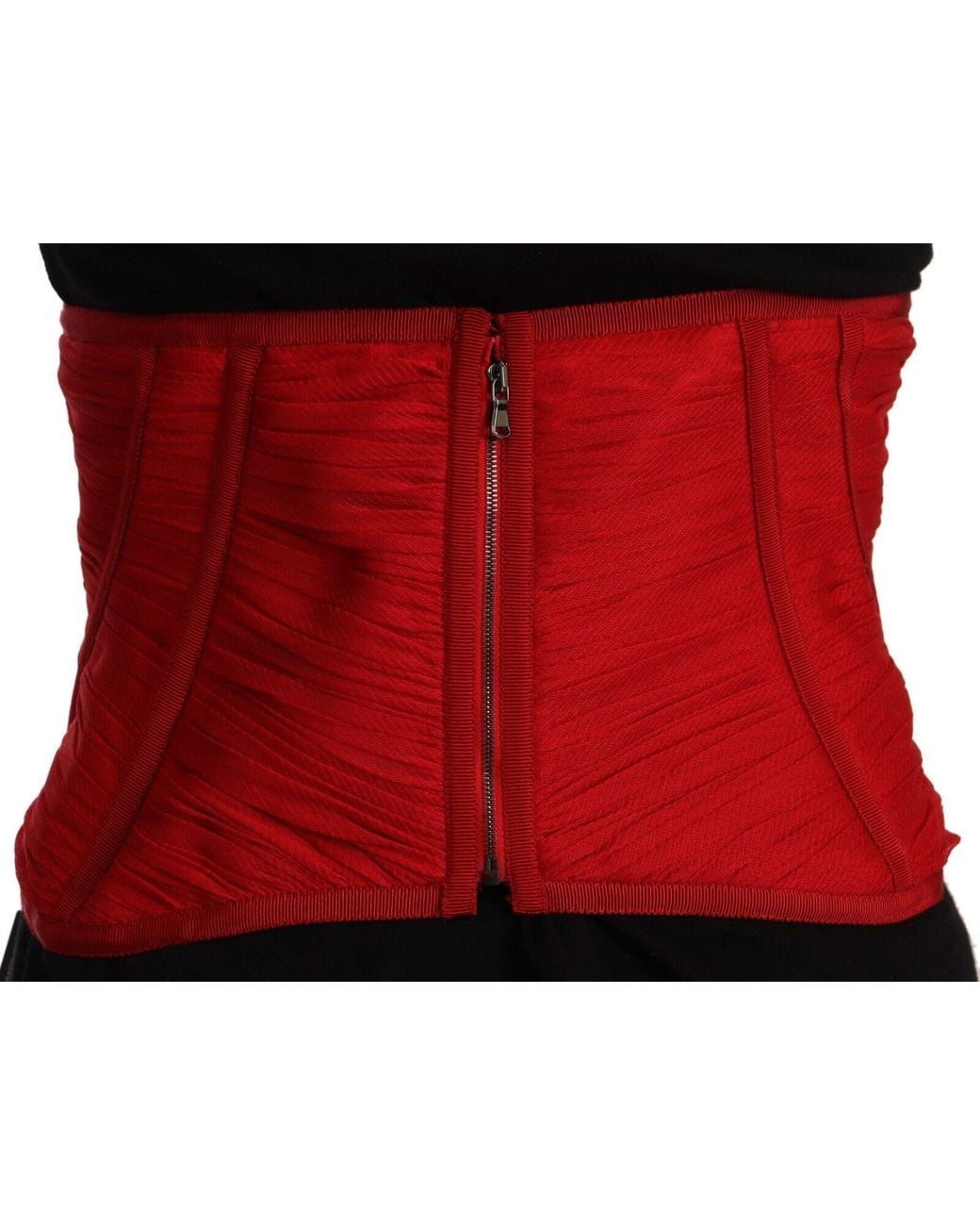 Dolce & Gabbana Red Elegant Silk Corset Belt Top