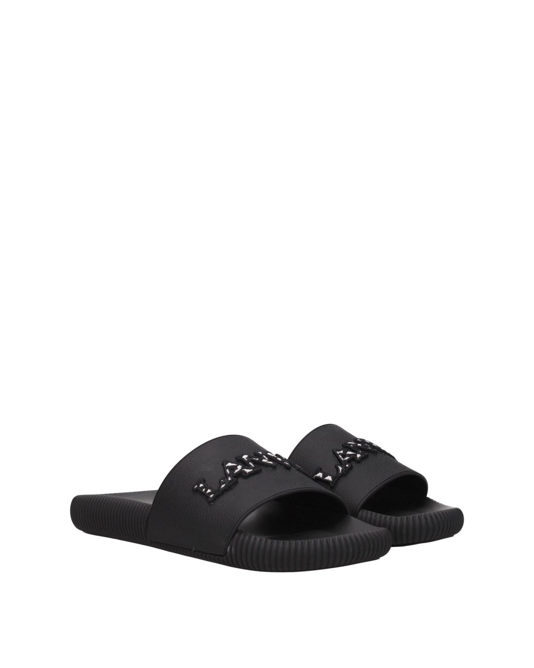 Lanvin Black Embellished Logo Slides