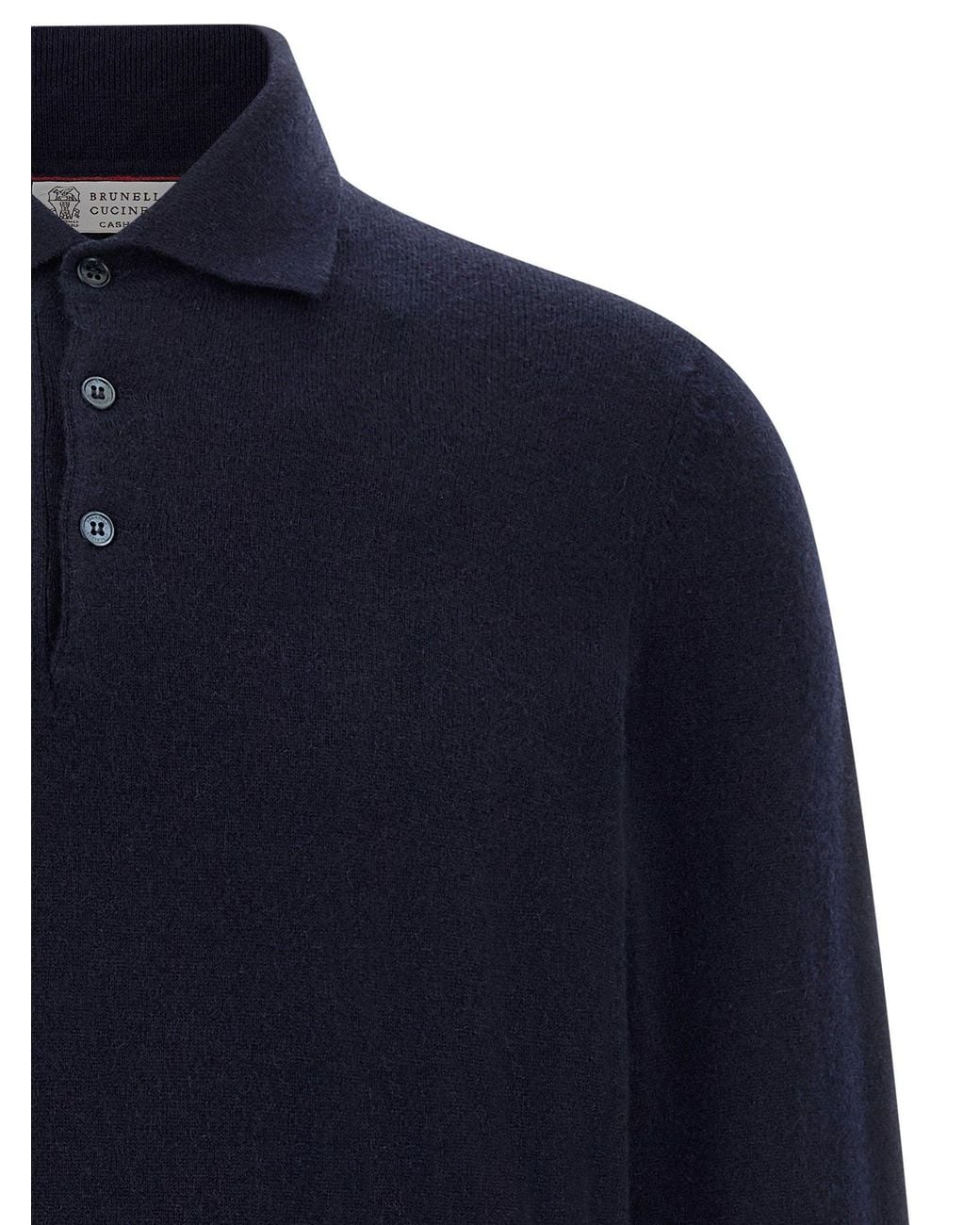 Brunello Cucinelli Blue Cashmere Polo Shirt for men