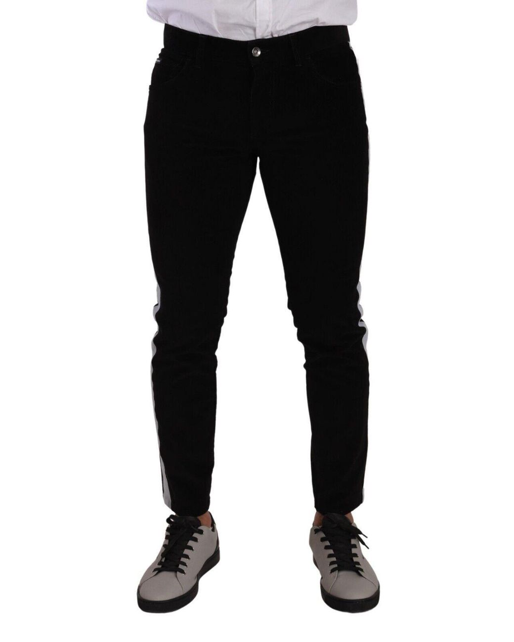 Dolce & Gabbana Black Elegant Slim-Fit Cotton Jeans for men