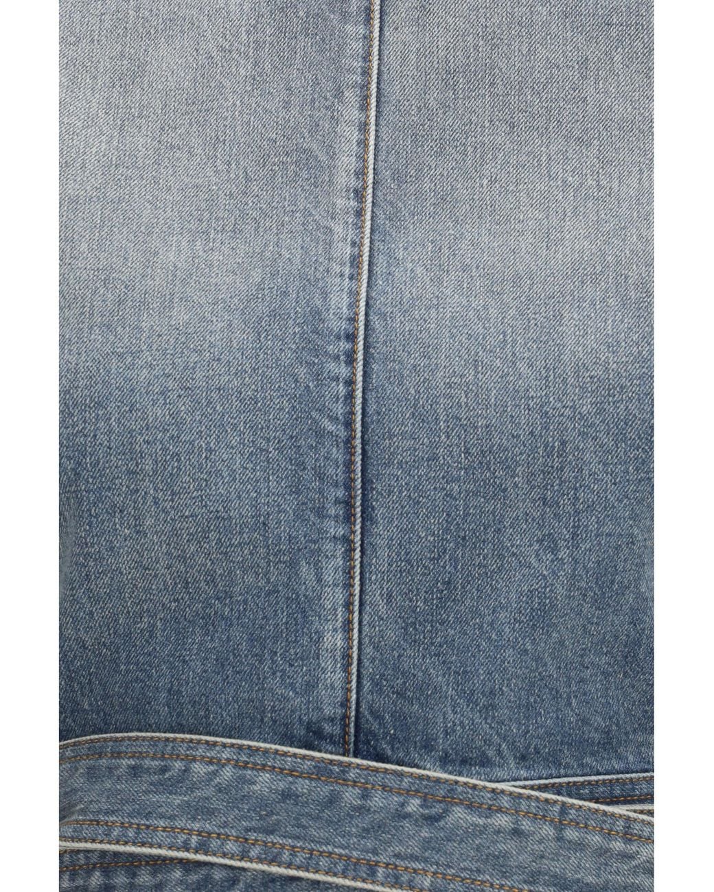 Alaïa Gray Top Denim Belt Cotton Tops