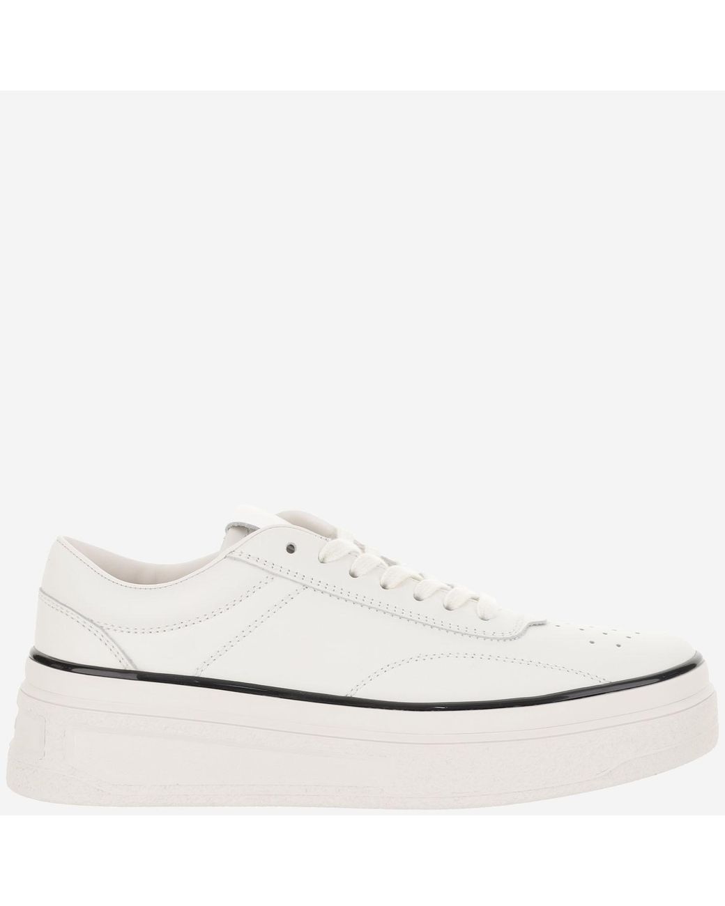 Jil Sander White Sneakers Calfskin Trainers