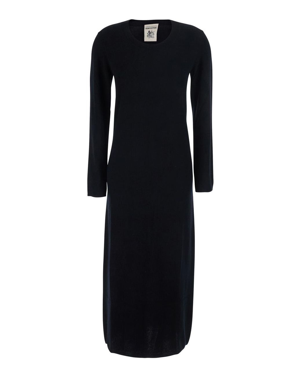 Semicouture Black Long Dress Brenda Knit Wool-Cashmere