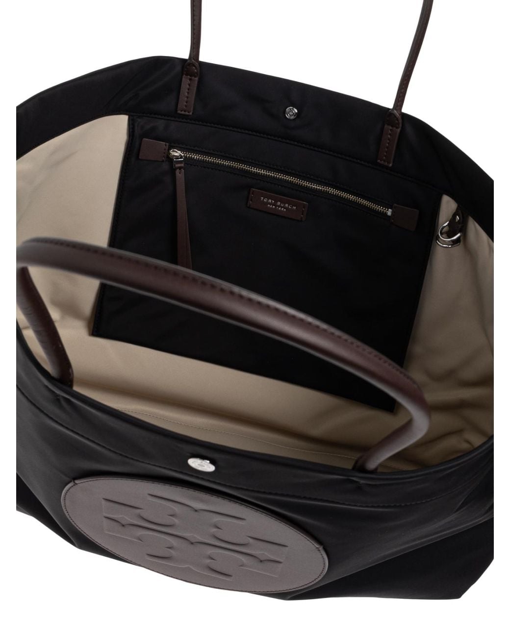 Tory Burch Black Ella Twist Logo Tote Bag